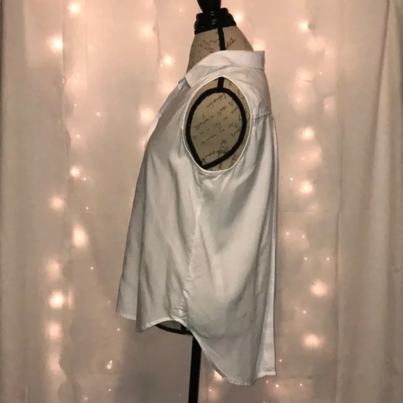 Cloth & Stone White Sleeveless Collared Shirt Medium - Picture 2 of 8